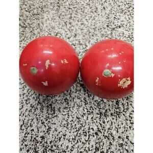 2 Sportcraft Bocce Ball Red Made in Italy 4" lacquered wood Replacement